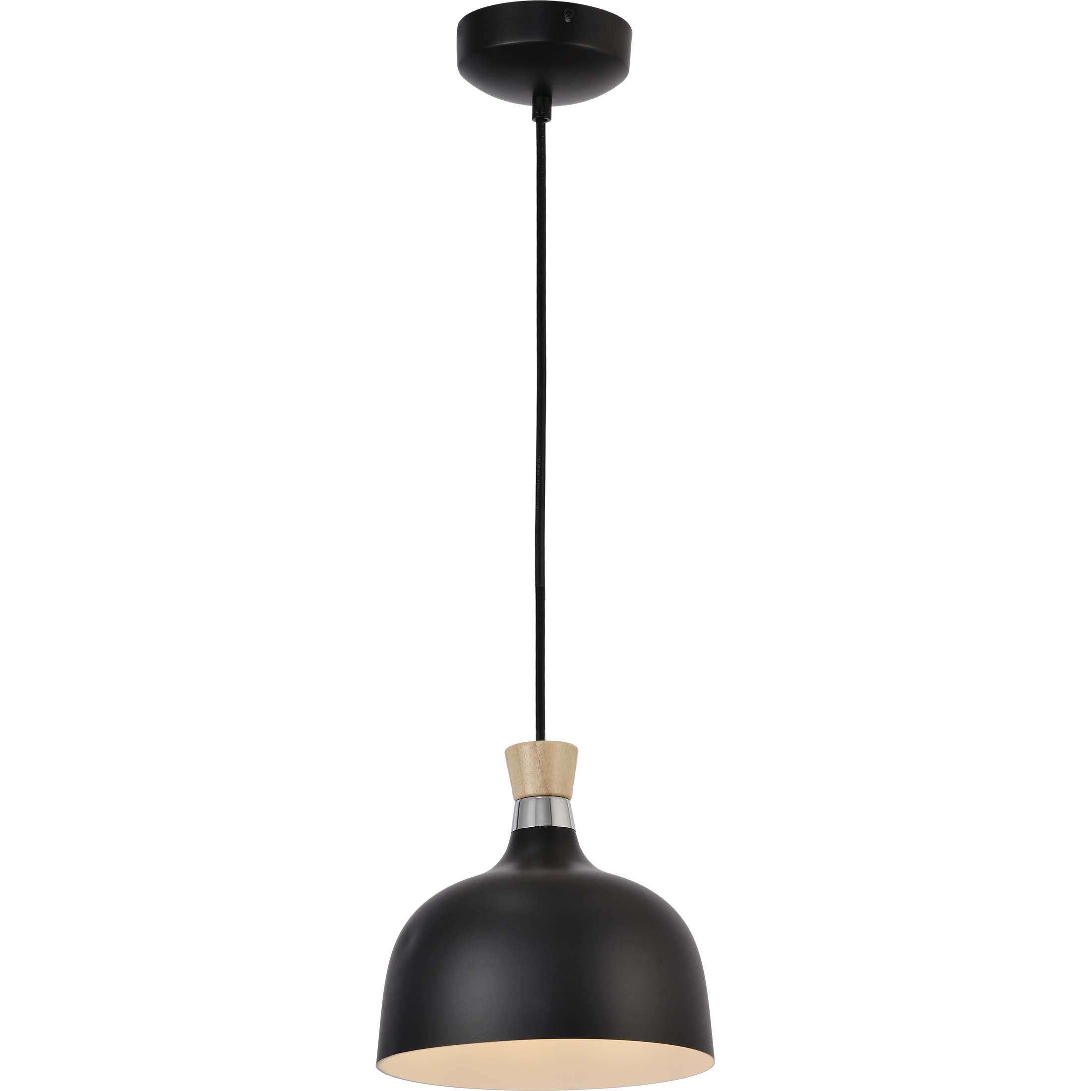 2301-5 Black & Wood 1-Light Pendant - QuantaLight